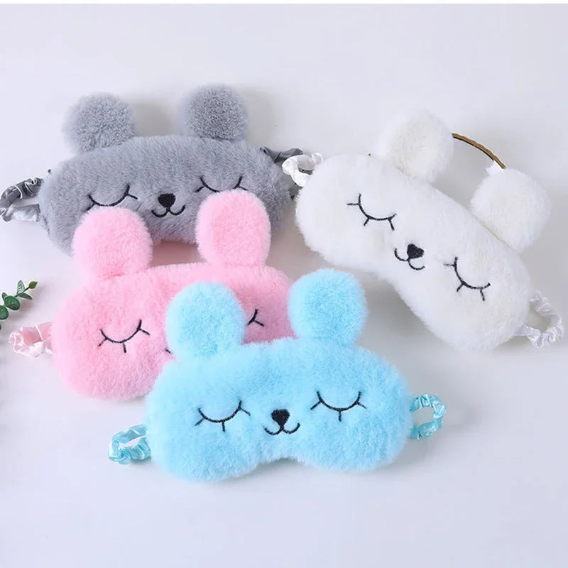 Cute Cartoon Rabbit Plush Sleeping Eye Mask Comfortable Sleep Mask Sleep Aid  Home Shading Light Eye Cover Eyeshade