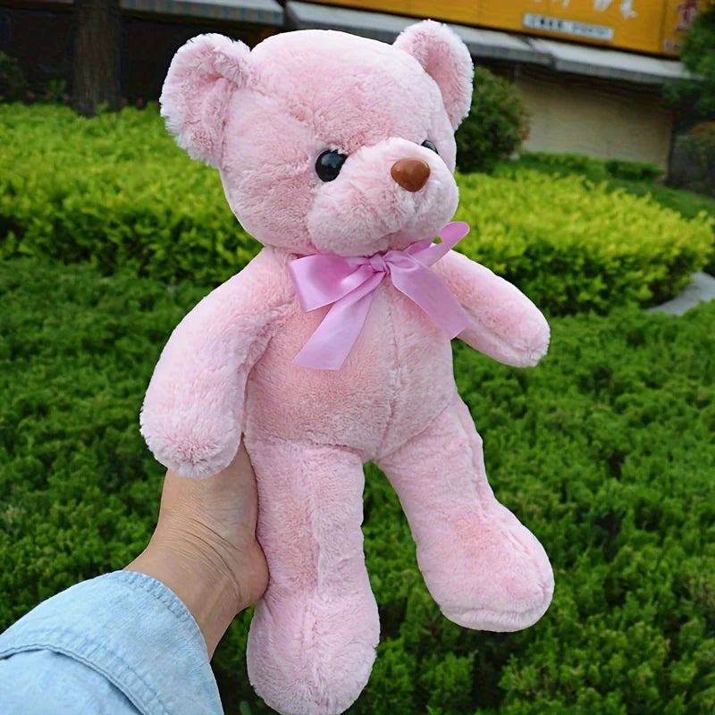 1pc Multicolored Ribbon Teddy Bear Plush Toy Soft Animal Dolls Birthday Party Wedding Home Decoration Room Decor Christmas Gift