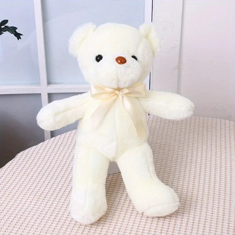 1pc Multicolored Ribbon Teddy Bear Plush Toy Soft Animal Dolls Birthday Party Wedding Home Decoration Room Decor Christmas Gift