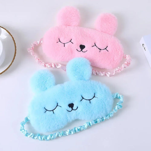 Cute Cartoon Rabbit Plush Sleeping Eye Mask Comfortable Sleep Mask Sleep Aid  Home Shading Light Eye Cover Eyeshade