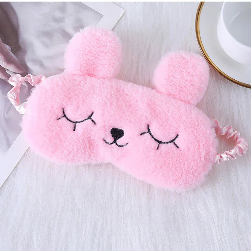 Cute Cartoon Rabbit Plush Sleeping Eye Mask Comfortable Sleep Mask Sleep Aid  Home Shading Light Eye Cover Eyeshade