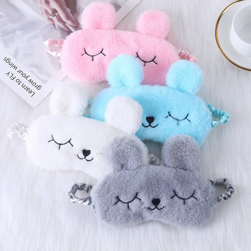 Cute Cartoon Rabbit Plush Sleeping Eye Mask Comfortable Sleep Mask Sleep Aid  Home Shading Light Eye Cover Eyeshade